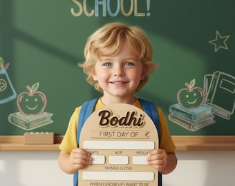 Bord eerste/laatste schooldag, aangepast bord eerste schooldag, gepersonaliseerd bord, schoolcijferbord, bord startschool