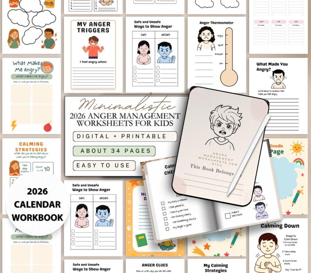 Anger Management Worksheets for Kids, Emotional Regulation Workbook ...
