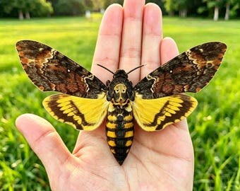 Real Death's Head Hawkmoth Spread Specimen, Insect Taxidermy, Gothic Dark Academia Bug Decor, Unique Witchy Curiosity Gift