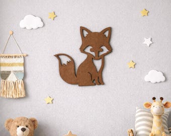 Arte de pared de zorro de metal / Decoración infantil moderna