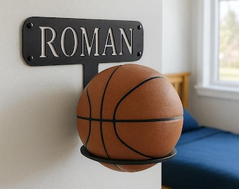 Soporte para balones de fútbol y baloncesto para habitación infantil: soporte de pared metálico personalizado