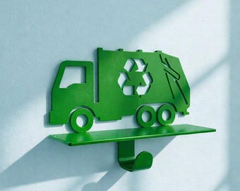 Estante de camión de basura con gancho / Decoración de metal para habitación infantil