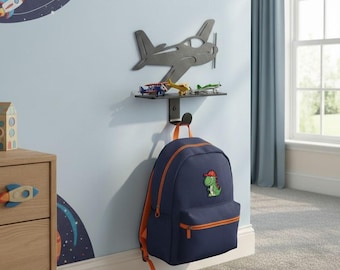 Percha de mochila de avión para habitación infantil / Decoración de guardería de aviación / Organizador de abrigos y habitaciones