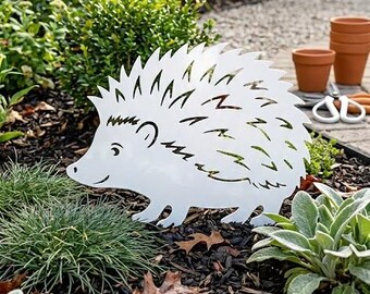 Estaca de metal con forma de erizo para jardín: arte moderno con siluetas de animales para exteriores