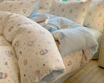 Juego de funda nórdica con estampado animal, color azul**