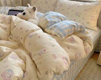 Juego de funda nórdica con estampado de perro en color beige**