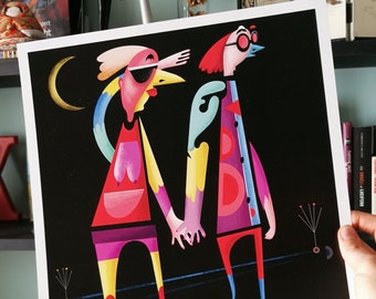 TOGETHER in a SUMMER NIGHT / Fine art print, signed on front, 42 x 30 cm