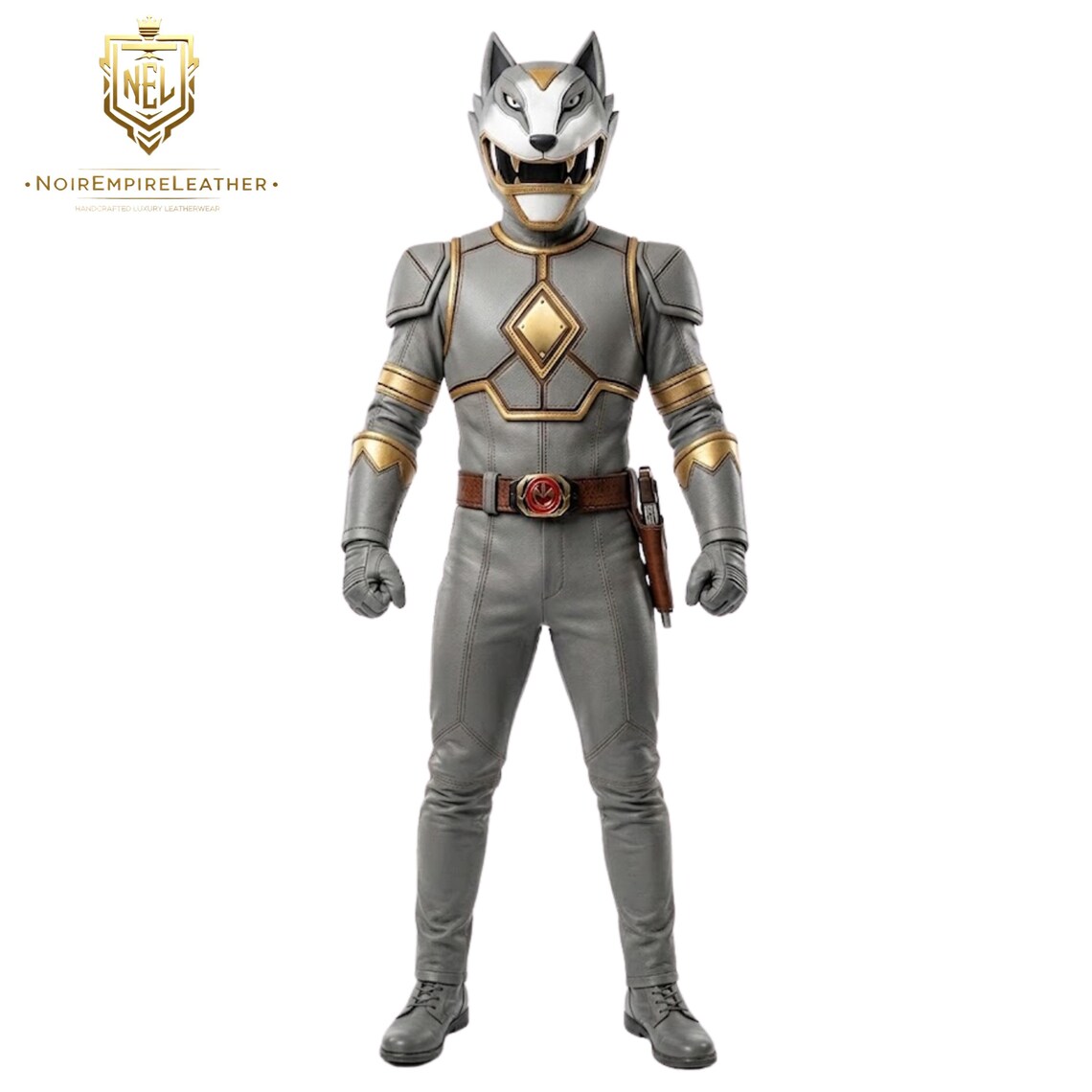 Grey Wolf Power Ranger Suit, Premium Lambskin Leather Cosplay, Custom ...