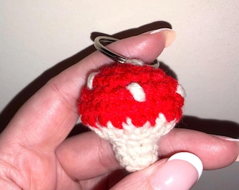 Custom Crochet Mushroom Keychain - Handmade Amigurumi Bag Charm, Personalized Gift