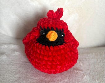 Handmade Crocheted Cardinal Plush - Soft Crochet Bird Gift, Stuffed Animal, Memorial Keepsake
