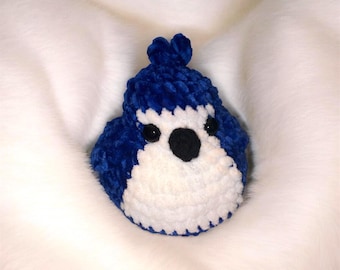 Handmade Crocheted Bluejay Plush – Soft Crochet Bird Gift, Stuffed Animal, Nature Decor