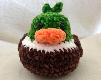 Mallard Duck Plush – Handmade Crochet Stuffed Animal Toy, Woodland Nursery Decor