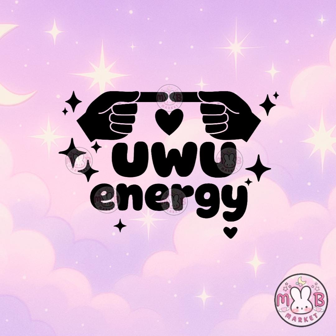 UWU Energy Waterproof Vinyl Decal | Cute Shy Anime Sticker | Kawaii ...