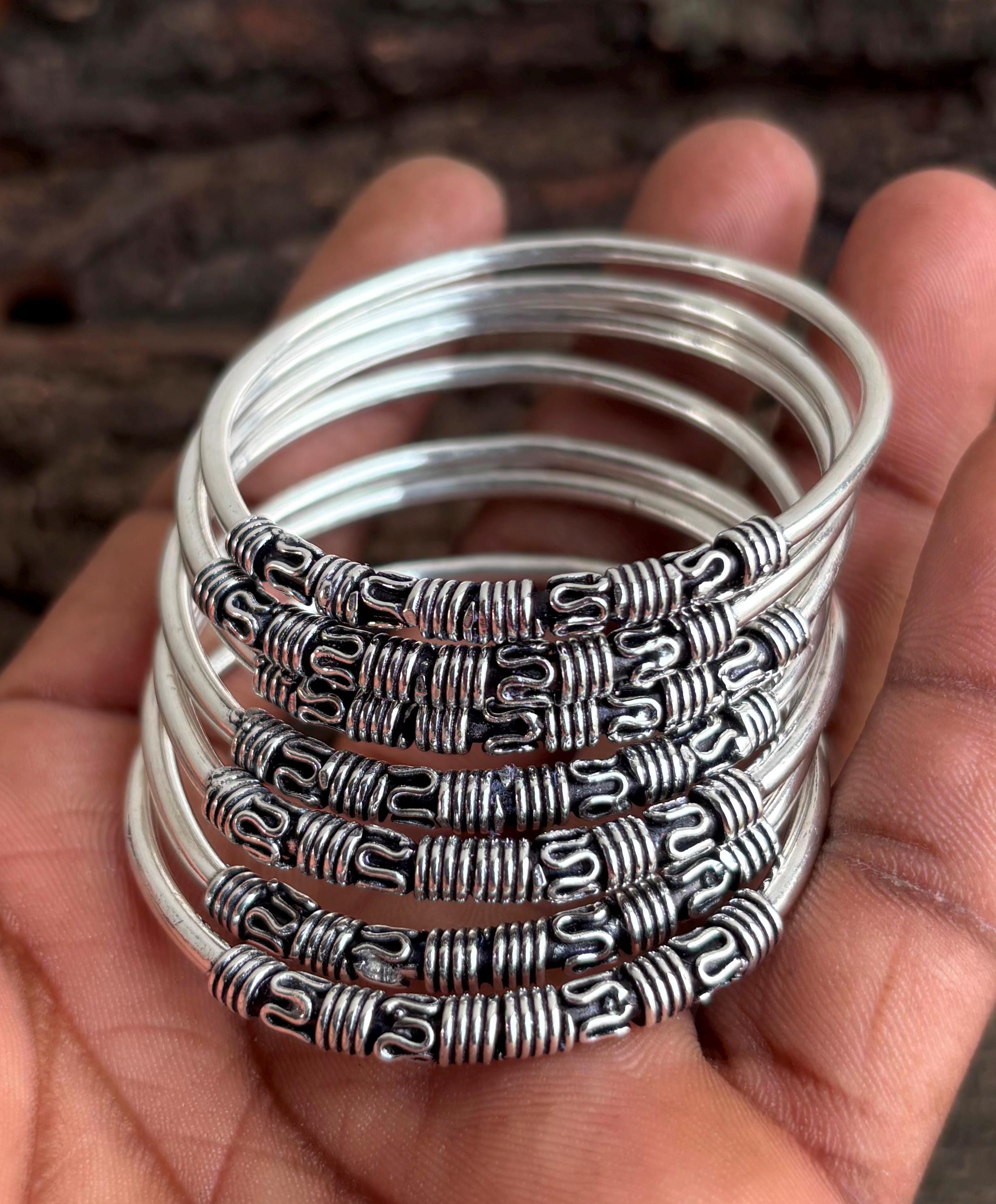 7-piece Sterling Silver Bangle Set – Plain & Simple Silver