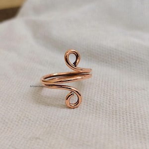 Handgjord justerbar kopparring, minimalistiska boho stapelbara smycken