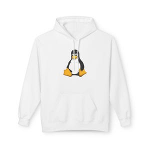 Linuxパーカー（タックスペンギン柄）、ミッドウェイトフリースプログラマースウェットシャツ