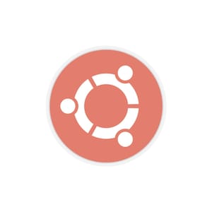 May include: A circular emblem featuring a salmon-coloured background with a white graphic design consisting of a central ring connected to three smaller circles by curved segments, creating a stylised pattern of three interconnected figures.