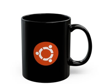 Ubuntu Black Ceramic Mug - Orange Circle of Friends