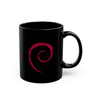 Debian Linux Mug - Black Ceramic Coffee Cup - Open Source Developer Gift for Programmers and Sysadmins