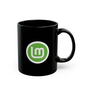 Linux Mint Mug - Black Ceramic Coffee Cup - Open Source Gift for Developers and Linux Fans