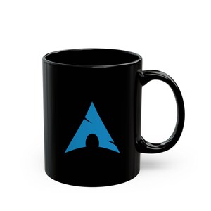 Arch Linux Mug - Black Ceramic Coffee Cup - Open Source Developer Gift for Programmers and Sysadmins