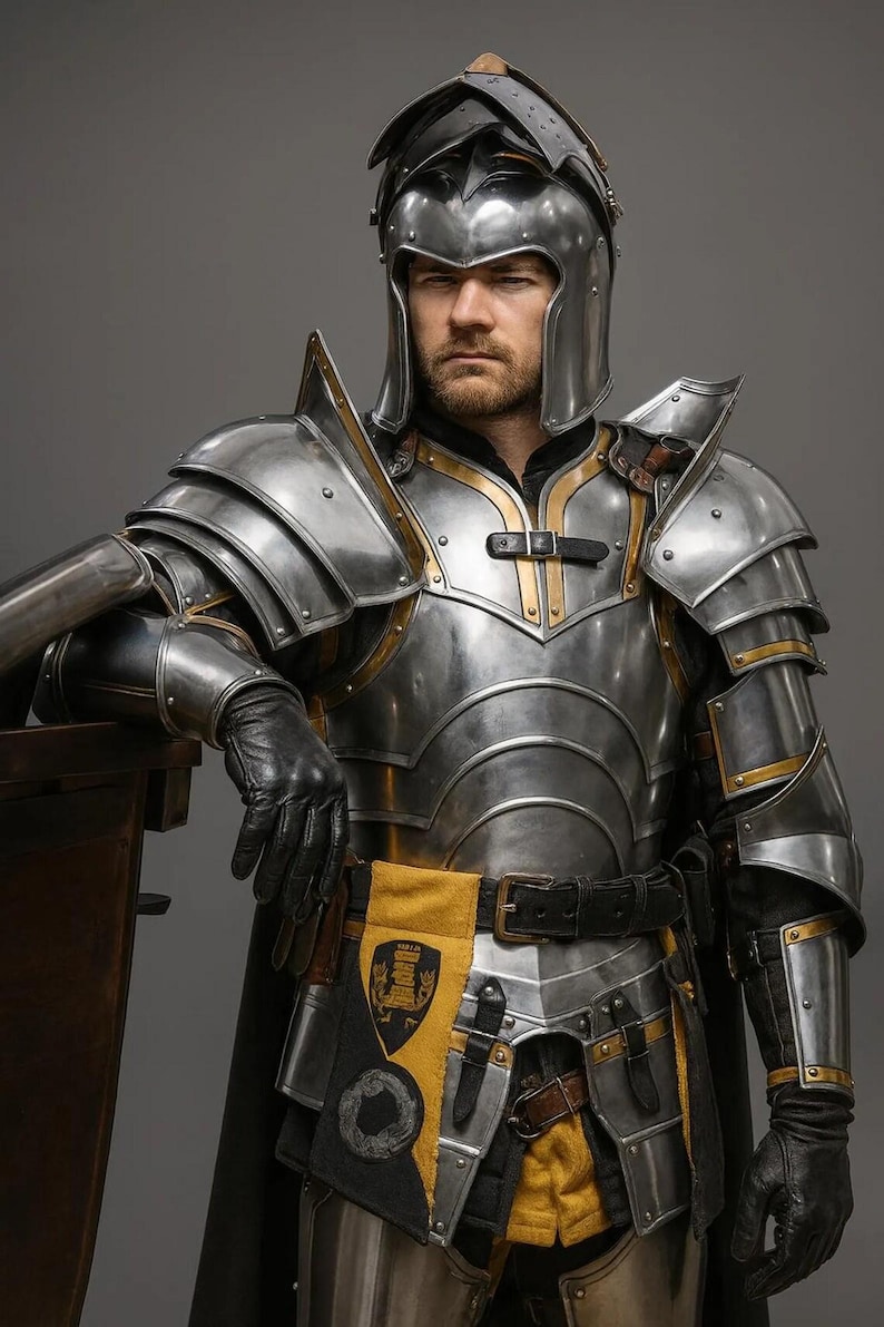 Medieval Knight Full Armor Set | Blackened Steel LARP Cosplay Costume ...