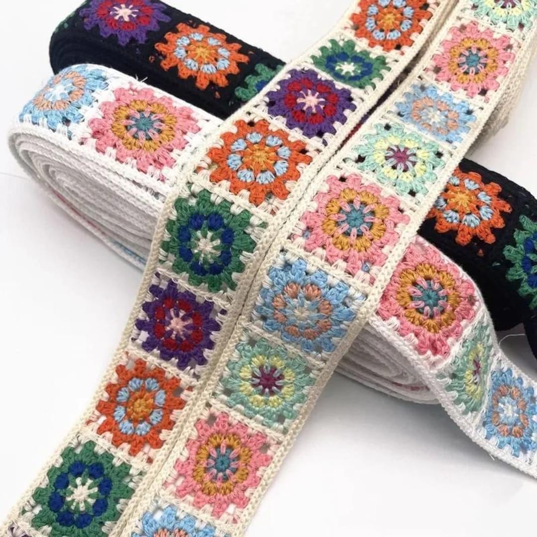 Crochet Thread Ribbon 1 Yard Crochet Ribbon Lace Trim – Handmade Sewing Ribbon for Crafts ...