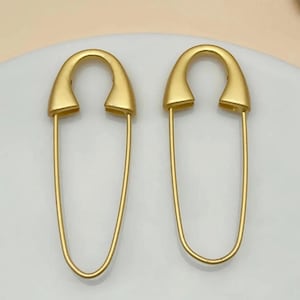 Safety Pins 10pcs 51x20mm, Golden Metal Heavy Duty Pins with Hole for Brooch Jewelry Making Crafts Clothing Sewing Accessories