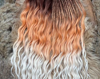Ombre Brushable dreaded curls from brown to ginger and blonde  , Anna curls