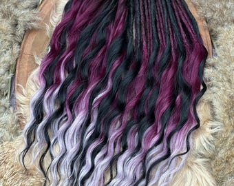 Black and burgundy Brushable dreaded curls  , Dready waves , Anna curls