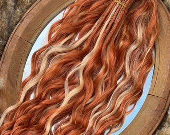 Ginger Brushable dreaded curls with light peachy accents, Anna curls