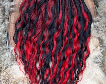 Black and red Brushable dreaded curls , Anna curls , Dready waves