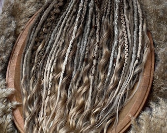 Honey blonde and light brown Synthetic dreadlocks with braided brushable curls and braids