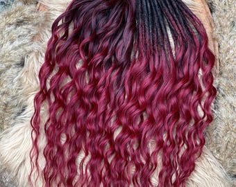 Burgundy Brushable dreaded curls  , Anna curls