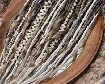 Boho Synthetic dreadlocks mix of brown colours and blond, with curls and braids