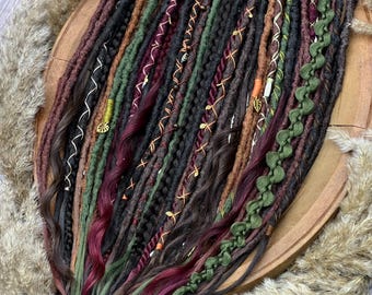 Autumn shades Synthetic dreadlocks with braids and curls , de or se dreadlock extensions