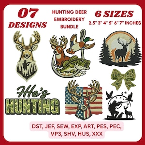 Majestic Camo Deer Machine Hunting Embroidery Bundle,Deer Head Wildlife Pattern Southern Boy Deer Duck Fishing Mini Hunting Stitch Designs
