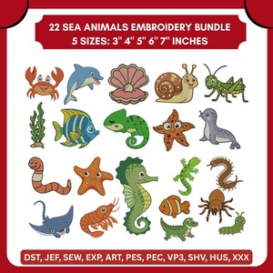 22 Sea Life Embroidery Underwater Stitch Marine Embroidery Designs Starfish Stitch Cute Whale File Shark Embroidery Sea Life Designs Files