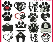16 Dog Paw Prints Machine Embroidery Bundle | Mini Paw Prints| Paw Monogram & paw pet embroidery | 7 Sizes 11 Formats | Digital Download