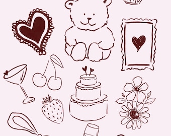 Valentine’s Day Clipart | Hand-Drawn Love Doodles | Romantic PNG Graphics