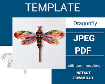 Dragonfly Quilling Template, Paper Art Project (PDF Pattern)