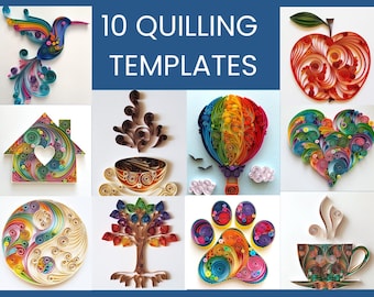 10 Quilling-Vorlagen für Anfänger, Paper Art Project PDF Muster, Quilling-Vorlage einfache Anleitung, Quilling-Vorlage für Anfänger