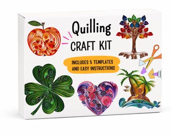 Quilling Kit for Beginners, Craft Kit, 5 Quilling templates, Original Gift Idea, Easy Instructions, Arts and Crafts DIY Kit