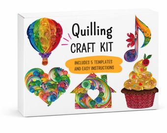 Quilling Kit for Beginners, Craft Kit, 5 Quilling templates, Original Gift Idea, Easy Instructions, Arts and Crafts DIY Kit