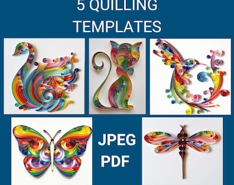 5 Quilling-Vorlagen, Paper Art Project (PDF-Muster)