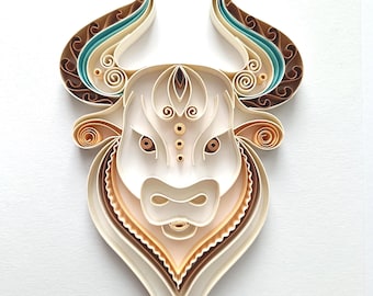 Stier dierenriem kunst, astrologie kunst aan de muur, minimalistisch interieur, Taurus verjaardagscadeau, 6 x 8" ingelijst