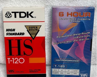 2er-Pack unbespielte VHS T-120 Tapes TDK High Standard & High Performance 6 Hour versiegelt