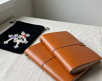 Sold Together,TN With Gift Bag,Wedding Gift, Budget Friendly Gift, Classic Brown Leather Notebook