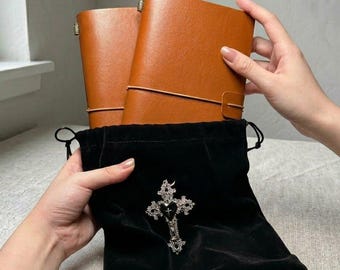 Classic Brown PU Leather Travelers Notebook Set, Two Pack with Gift Bag