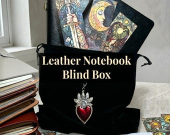 Blind Box Surprise,Genuine Leather Refillable Journals Set | Free Gifts Art Bookmarks
